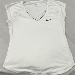 Nike Women's Tennis White Short Sleeve V-Neck Tee